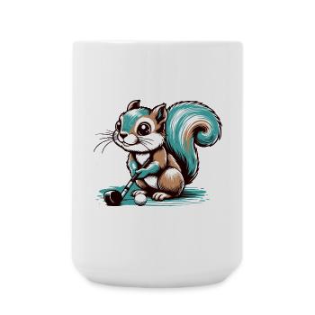 Cute cartoon squirrel playing golf - Large Mug 440 ml - white - Front