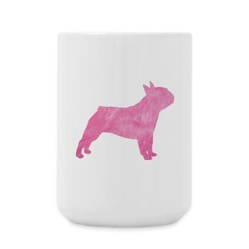Carlin Chien à fourrure duveteuse Maître Maîtresse rose - Grande tasse 440 ml - blanc - Devant
