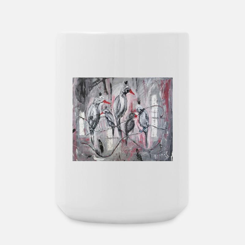 Abstrakte Stare Vogelgruppe Kunstdruck - Große Tasse 440 ml - Weiß