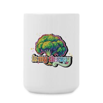Broccoli is my therapy - Large Mug 440 ml - white - Front
