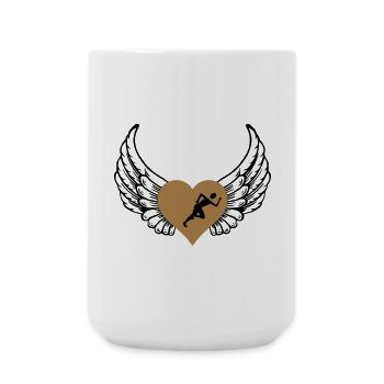Jogger heart wings - Large Mug 440 ml - white - Front