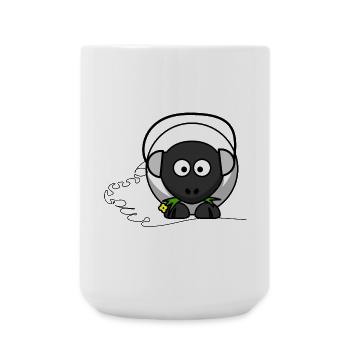 Lustiges Schaf mit Kopfhörer - Große Tasse 440 ml - Weiß - Vorne
