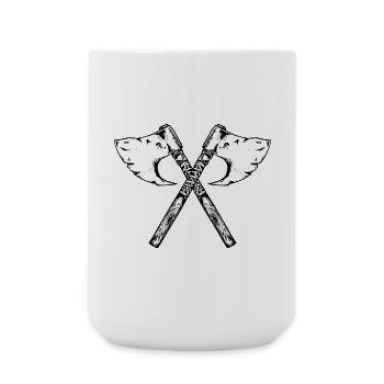 Viking ax, drawn greeting - Large Mug 440 ml - white - Front