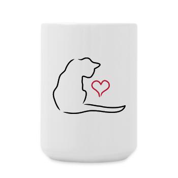 Katze - Große Tasse 440 ml - Weiß - Vorne