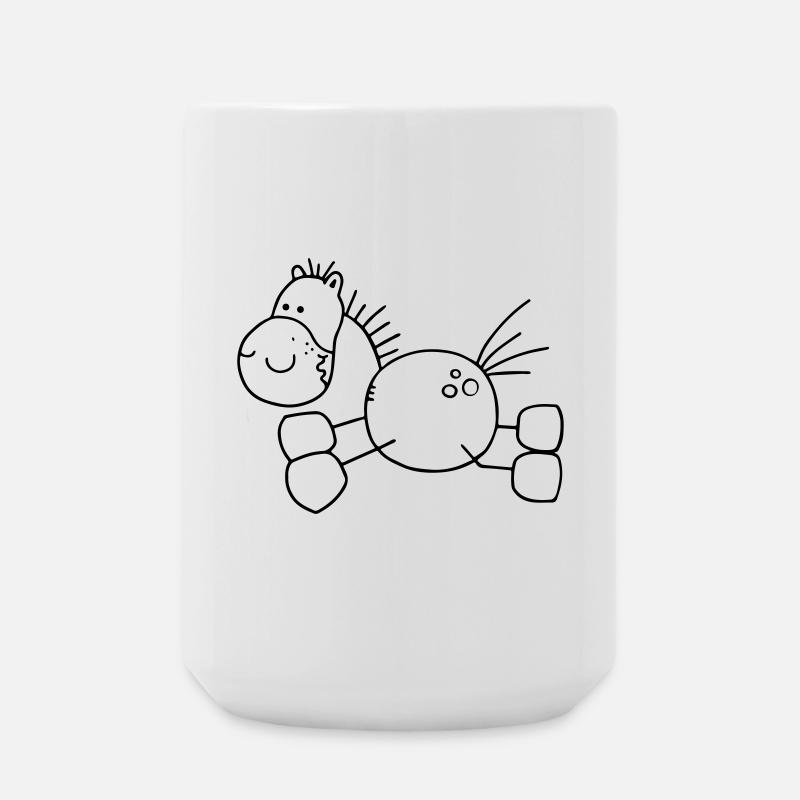 Dickes Cartoon Pferd - Pony - Pferde - Große Tasse 440 ml - Weiß