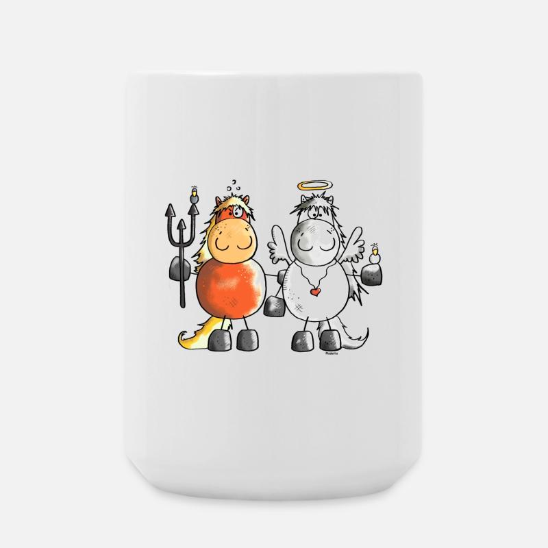 Teufel Vs Engel Pferde - Pferd - Große Tasse 440 ml - Weiß