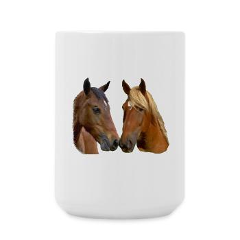 Twin Horses Embrace - Large Mug 440 ml - white - Front