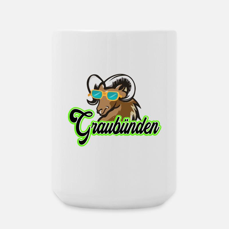 Graubünden Steinbock mit Sonnenbrille - Große Tasse 440 ml - Weiß