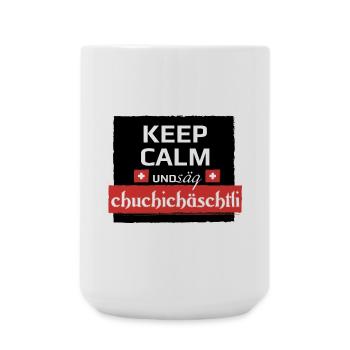 KeepCalm und Schweizerdeutsch - Große Tasse 440 ml - Weiß - Vorne