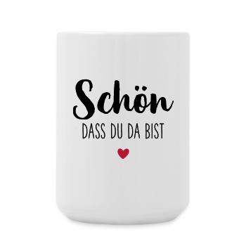 Schön dass du da bist Herz - Große Tasse 440 ml - Weiß - Vorne
