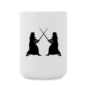 Kendo two Kendoka in fighting mode shadow figures - Large Mug 440 ml - white - Front