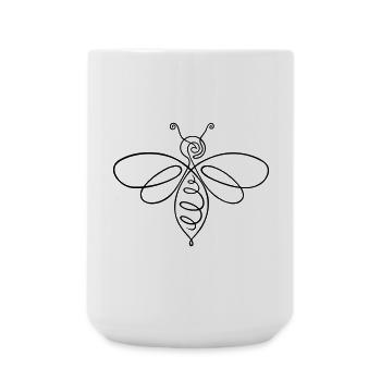 Bee Bees One Line - Large Mug 440 ml - white - Front