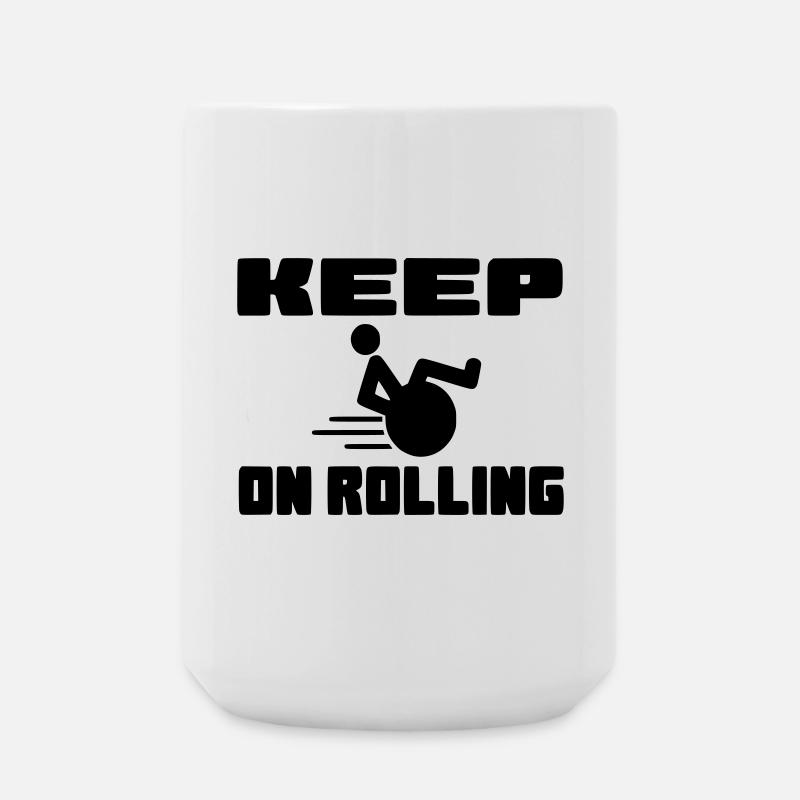 Keep rolling with your wheelchair # - Large Mug 440 ml - white