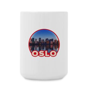 Oslo Skyline Rundlogo - Große Tasse 440 ml - Weiß - Vorne