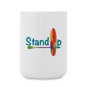 Stand up paddling lettering with paddle board - Large Mug 440 ml - white - Front