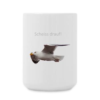 Möwe im Flug Spruch - Große Tasse 440 ml - Weiß - Vorne