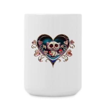 Chaton de la Saint-Valentin - Grande tasse 440 ml - blanc - Devant