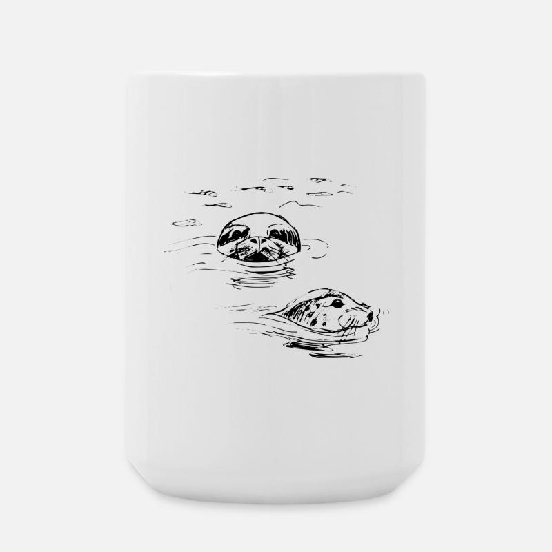 hand drawn seals, Shetland - Large Mug 440 ml - white