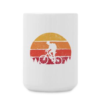 Twin Cyclist Sunset Silhouette - Large Mug 440 ml - white - Front