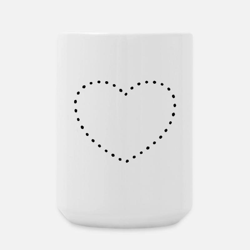 Heart black dots - Large Mug 440 ml - white