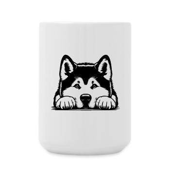 Akita Kopf mit Pfoten - Große Tasse 440 ml - Weiß - Vorne