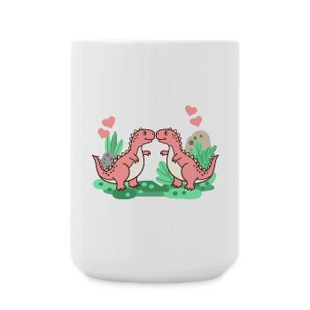Dinosaurier T-Rex Valentinstag - Große Tasse 440 ml - Weiß - Vorne