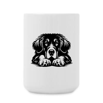 Tête de grand danois tibétain avec pattes - Grande tasse 440 ml - blanc - Devant