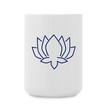 Lotusblau Linien-Print - Große Tasse 440 ml - Weiß - Vorne