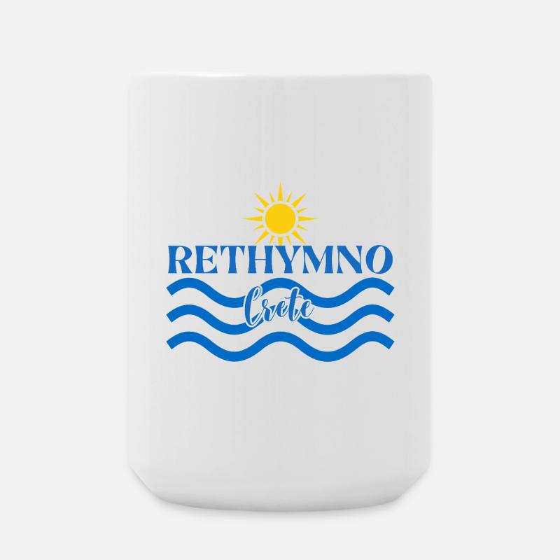 Rethymno Sunset Wave Design - Large Mug 440 ml - white