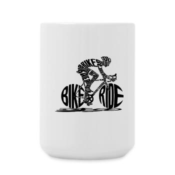 BIKE RIDE Text T-Shirt mit Radfahrer-Silhouette - Große Tasse 440 ml - Weiß - Vorne
