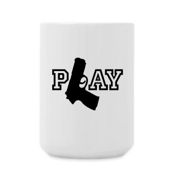 Play | Gun | Waffe - Large Mug 440 ml - white - Front