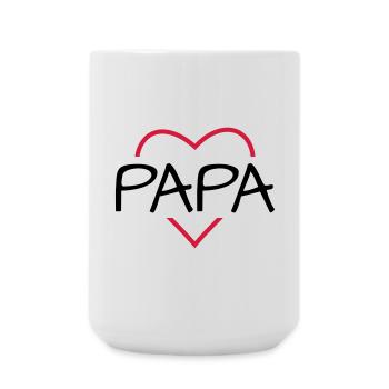 Papa Herz Geschenk Geburtstag Vatertag - Große Tasse 440 ml - Weiß - Vorne