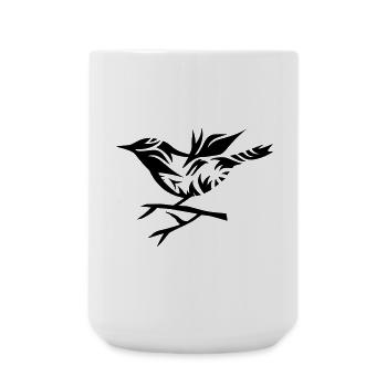 An ornamental bird sitting on the branch - Large Mug 440 ml - white - Front