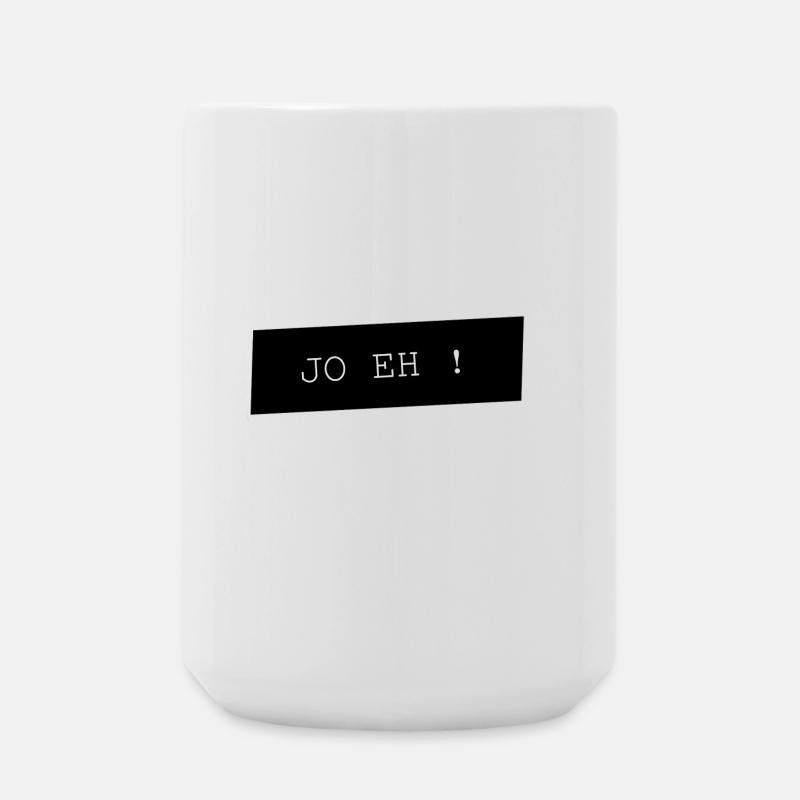JO EH Typo auf Schwarz - Große Tasse 440 ml - Weiß