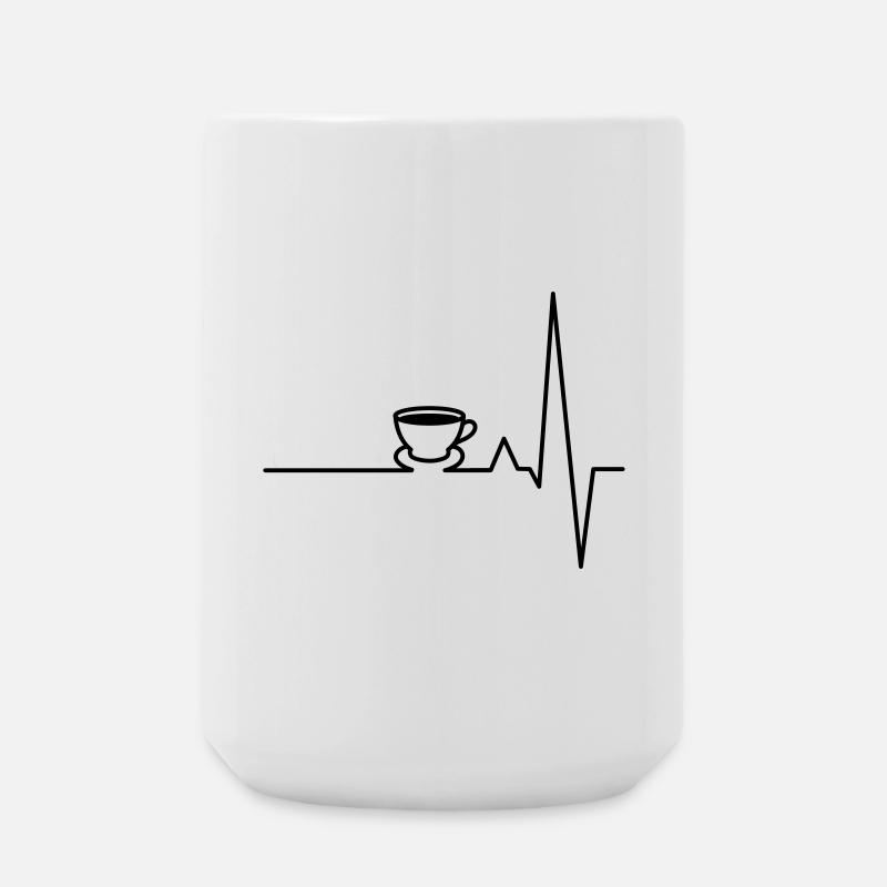 Battement de coeur café ECG - Grande tasse 440 ml - blanc