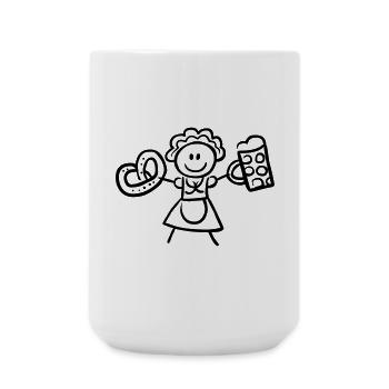 Volksfest Madl mit Bier und Breze - Große Tasse 440 ml - Weiß - Vorne