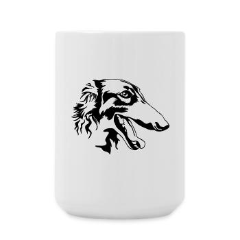 Borzoi head - Large Mug 440 ml - white - Front