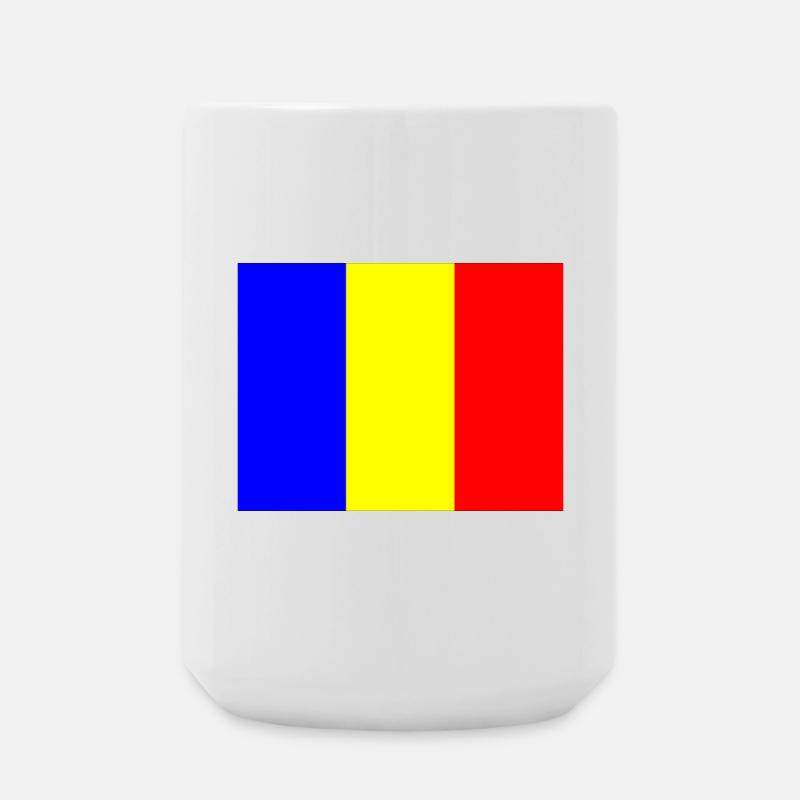 Flagge Rumänien mit Farbbalken Design - Große Tasse 440 ml - Weiß