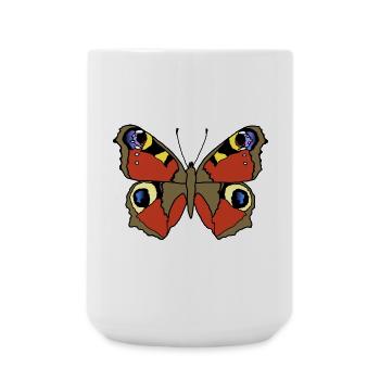 Day Peacock Butterfly - Large Mug 440 ml - white - Front