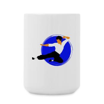Karate-Flugtritt im blauen Kreis - Große Tasse 440 ml - Weiß - Vorne