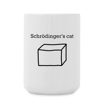 Schrödingers Katze – Lustiges Quantenphysik Nerd - Große Tasse 440 ml - Weiß - Vorne