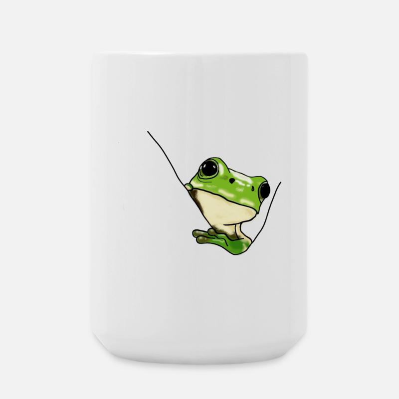 Green Frog – Cute Illustration - Large Mug 440 ml - white