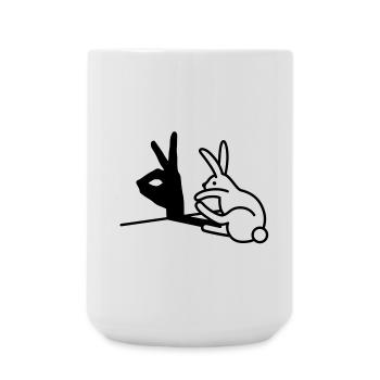 Funny Rabbit Hand Shadow Projection Rabbit - Large Mug 440 ml - white - Front