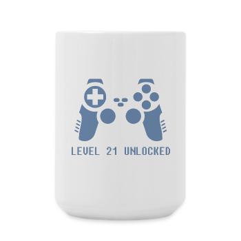 21st birthday gamer gaming - Large Mug 440 ml - white - Front