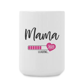 Mama Loading 2023 Herz Mädchen Rosa Werdende Mama - Große Tasse 440 ml - Weiß - Vorne