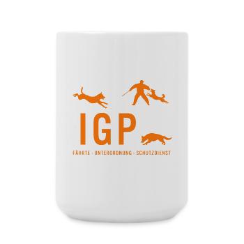 IGP Hundesport - ORANGE - Große Tasse 440 ml - Weiß - Vorne