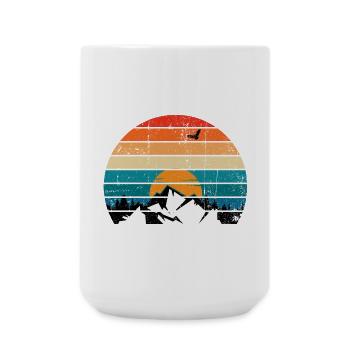 Retro Sunset Peak Silhouette - Große Tasse 440 ml - Weiß - Vorne