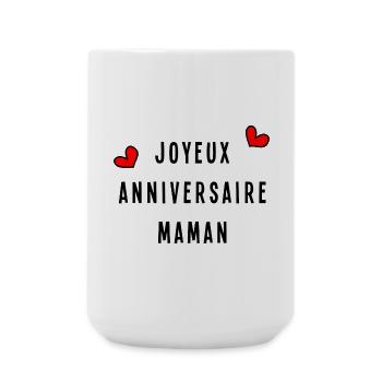 ANNIVERSAIRE. HAPPY BIRTHDAY. JOYEUX ANNIVERSAIRE. - Grande tasse 440 ml - blanc - Devant