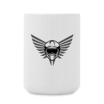 Casque de moto de motocross avec ailes - Grande tasse 440 ml - blanc - Devant
