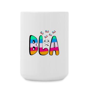 BLAH BLA BLA Rainbow font on black - Large Mug 440 ml - white - Front